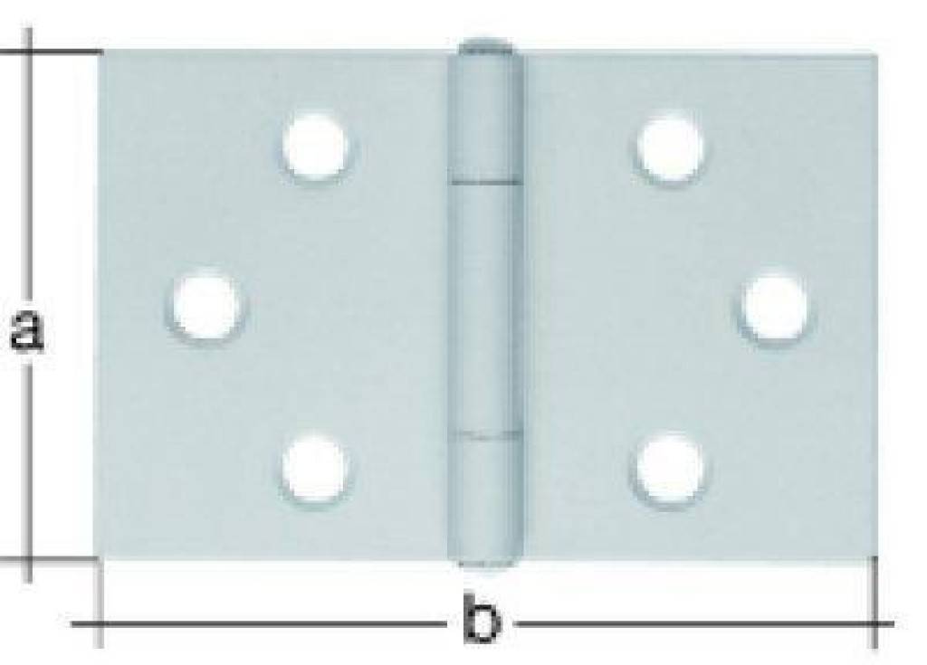 Scharnier gerollt, breitMit vernietetem EdelstahlstiftGewerbeeinteilung bis 40 mm dreiteilig, ab 50 mm fünfteiligAusführung gerolltMaterial Edelst