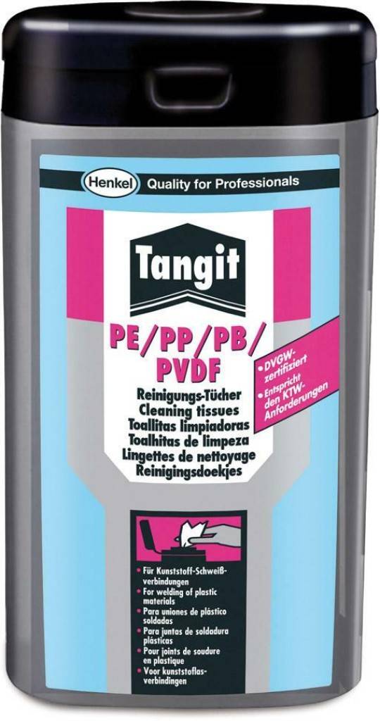 Tangit PE/PP- und PVDF-ReinigerProduktbeschreibung Reiniger auf Basis Ethylalkohol Spezialreinigungsmittel für Kunststoffschweißverbindungen,