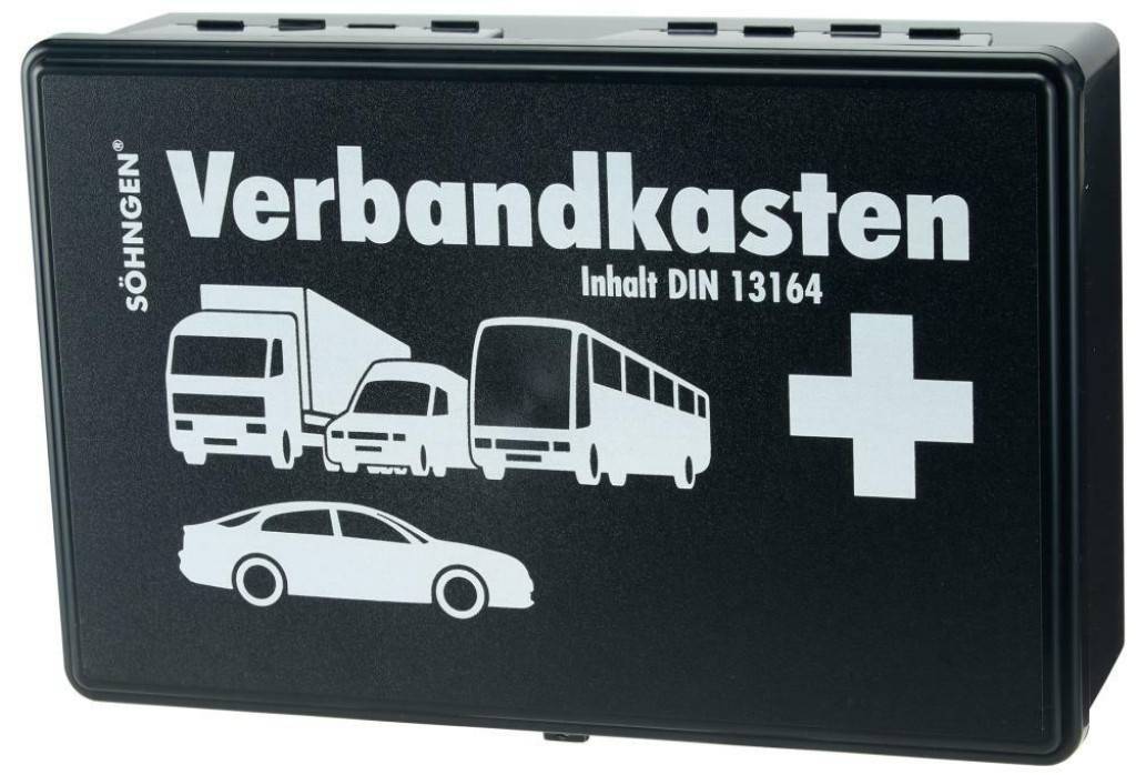 Kfz-VerbandkastenEigenschaften Hochschlagzäher Kunststoff Mit Scharnier und Verschlusslaschen Innen mehr Übersicht durch Extra-Tray für Kl