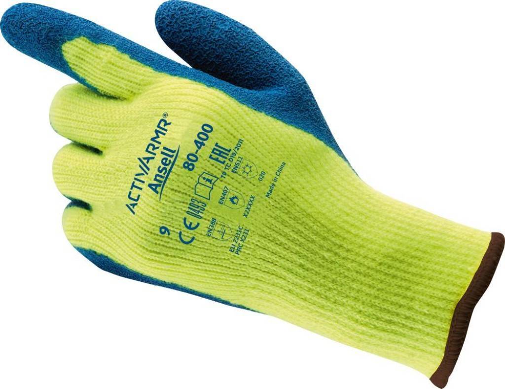 Handschuh ActivArmr 80-400Zulassung/Norm EN 4072004, EN 4202003 A12009, EN 5112006, EN 3882016, kompatibel mit der REACH-VerordnungAusführung Gut