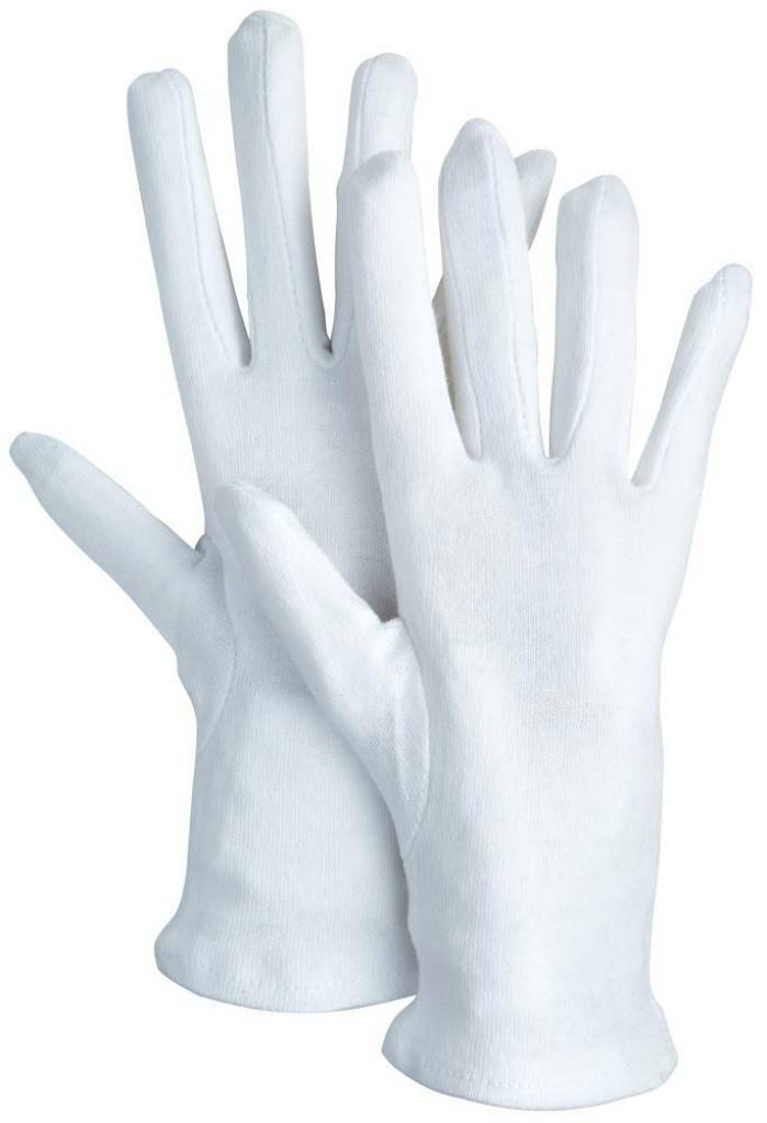 Baumwolltrikot-Handschuh Nr. 3203AusführungMit SchichtelTräger Material Baumwolltrikot gebleichtFarbe Reinweiß