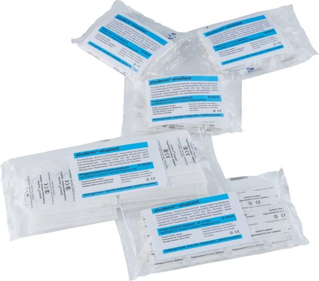 Pflasterspender aluderm-aluplastEigenschaften Wundpflaster mit aluminiumbedampftem Wundkissen Besonders hautfreundlich Atmungsaktiv und hypoa