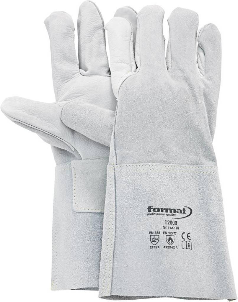 FORMAT Schweißerhandschuh 12000Zulassung/Norm EN 3882016 EN 407 EN 12477-AAusführung Maximale Fingerfertigkeit 5-Finger-Schweißerhan