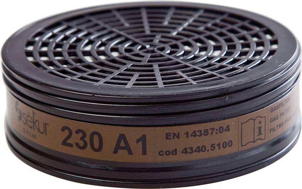 Gasfilter 230 A1EigenschaftenSchutz gegen organische Gase und Dämpfe mit einem Siedepunkt von über 65 C