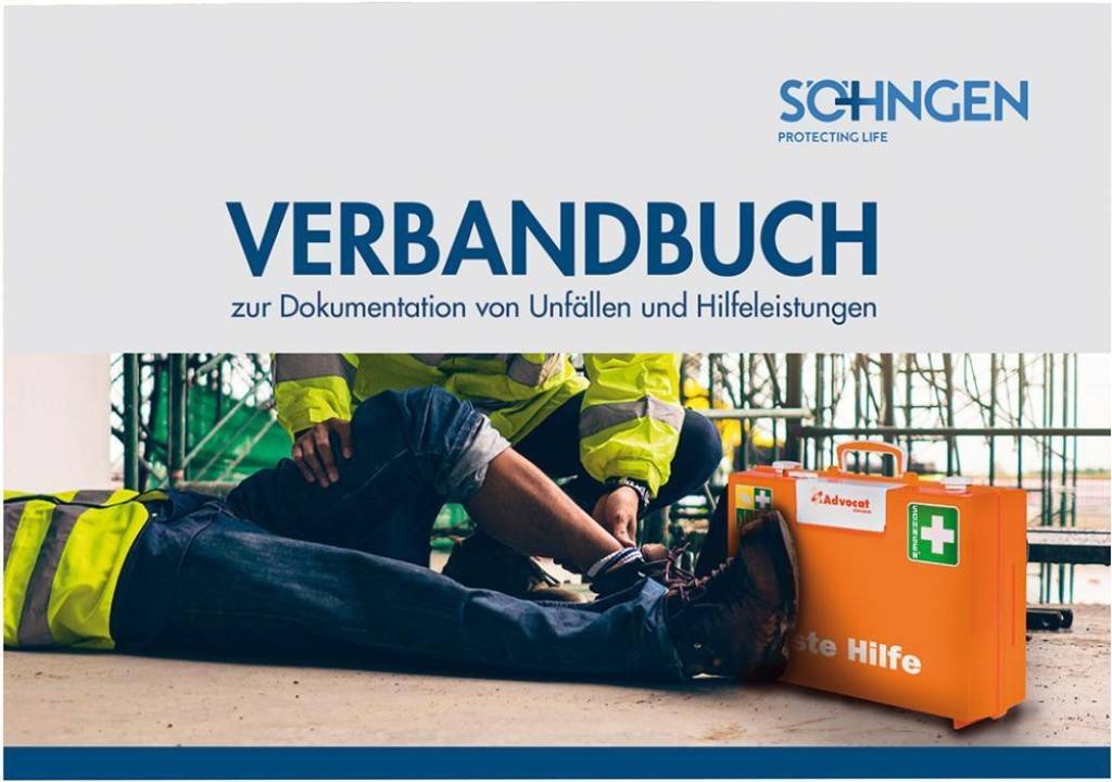 Verbandbuch DIN A5EigenschaftenVerbandbuch mit vorgedruckten Spalten zur Registrierung von Betriebsunfällen nach DGUV-Vorschrift 1