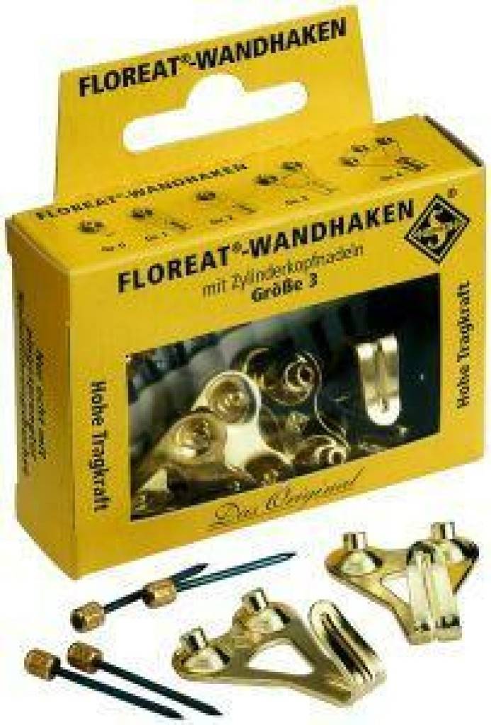 Floreat-Haken, vermessingtMit ZylinderkopfnadelnInhalt je Schachtel 8 Stck, Größe 2