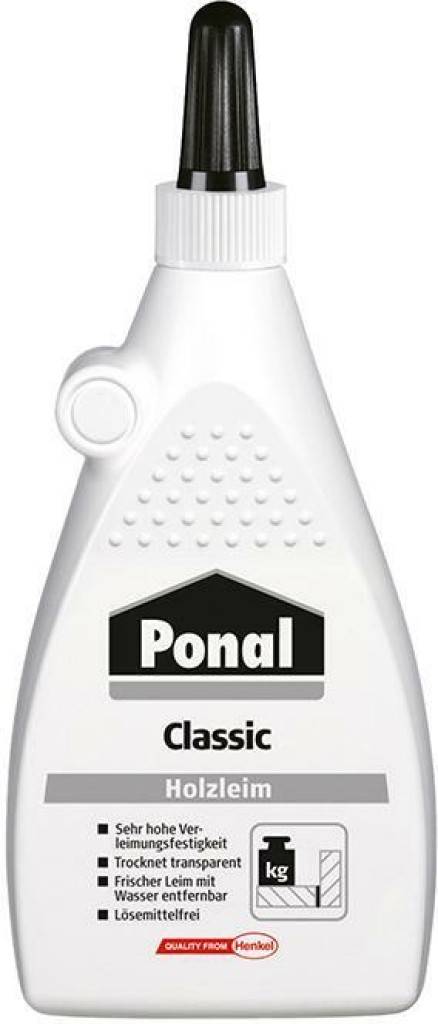 Ponal Classic Trocknet transparent auf Kurzfristig wasserbeständig Die Endfestigkeit der Ponal-Leimfuge liegt allgemein höher als die Endfe