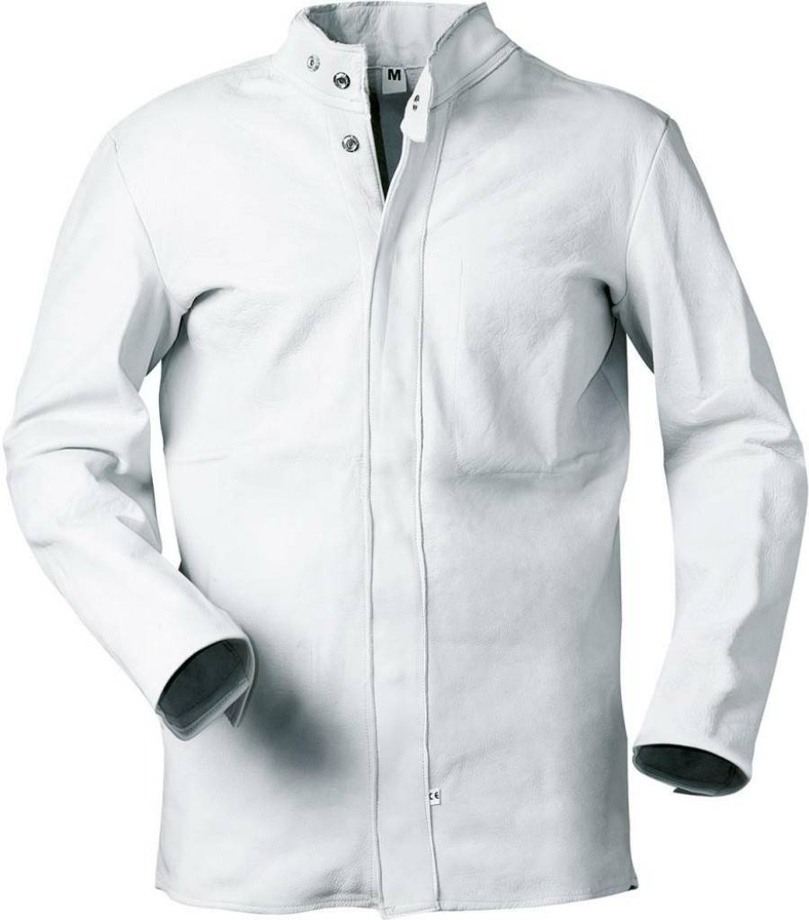 Schweißerkleidung aus RindvolllederAusführung Jacke Verdeckte Knopfleiste Druckknöpfe StehkragenAusführung Hose Mit ZollstocktascheMat