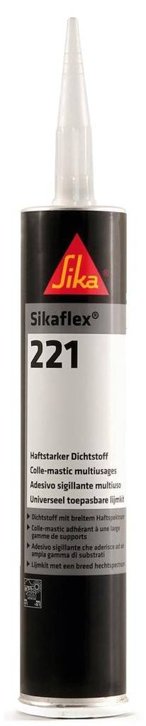 Sikaflex-221Produktbeschreibung Haftstarker Dichtstoff 1K-Polyurethan Härtet mit Luftfeuchtigkeit zu einem Elastomer aus Elastisch Ger