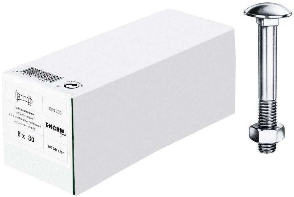 DIN 603 ähnlich Flachrundschrauben mit Vierkantansatz und Sechskantmutter, verzinkt SchlossschraubenHinweisZukünftig ISO 8677.Güte 4.8 bzw. nach Wa