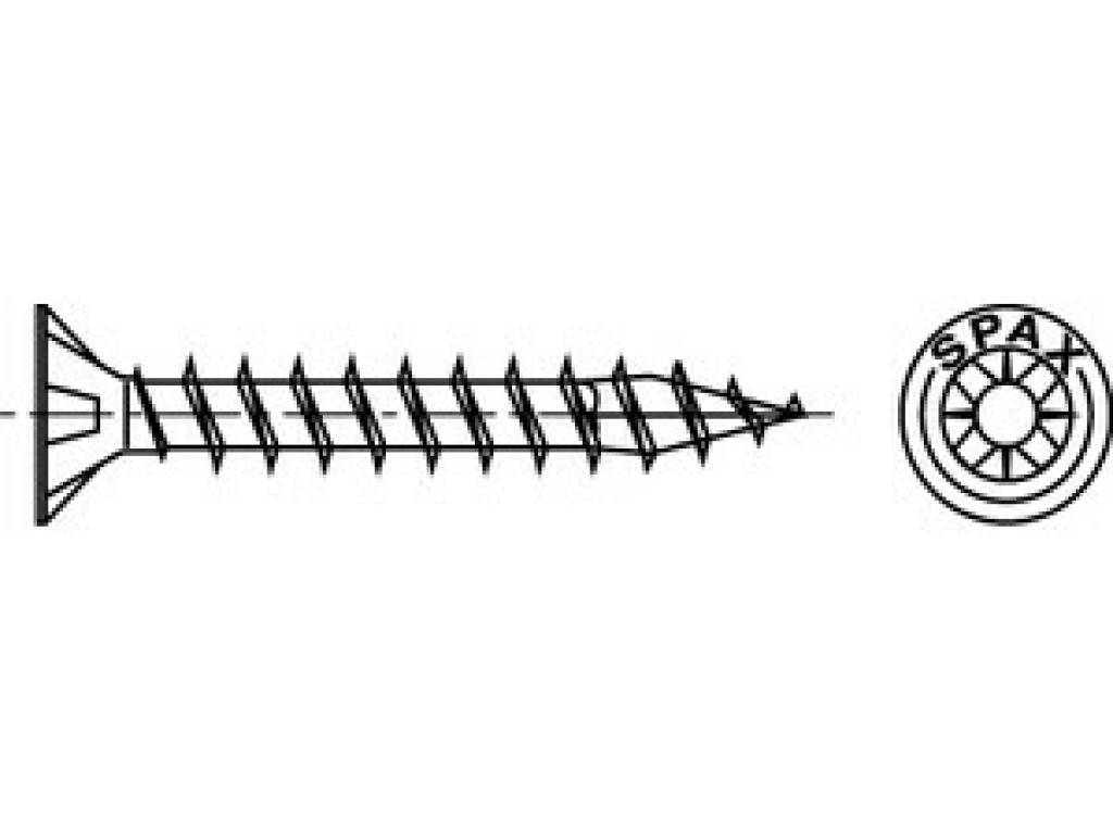 Senkkopf, Kreuzschlitz Z, Vollgewinde, KleinpaketeYELLOX A2L-Beschichtung ChromVI-freiGehärtet, gleitbeschichtetVollgewindeSenkkopf mit Fräsrippen