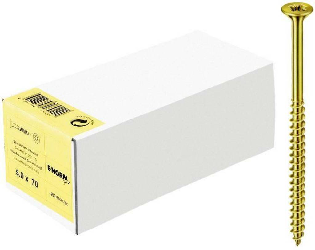 Spanplattenschrauben, gelb, HandelsverpackungVerzinkt, gelb passiviertSenkkopf mit PZ-AntriebTeilgewinde