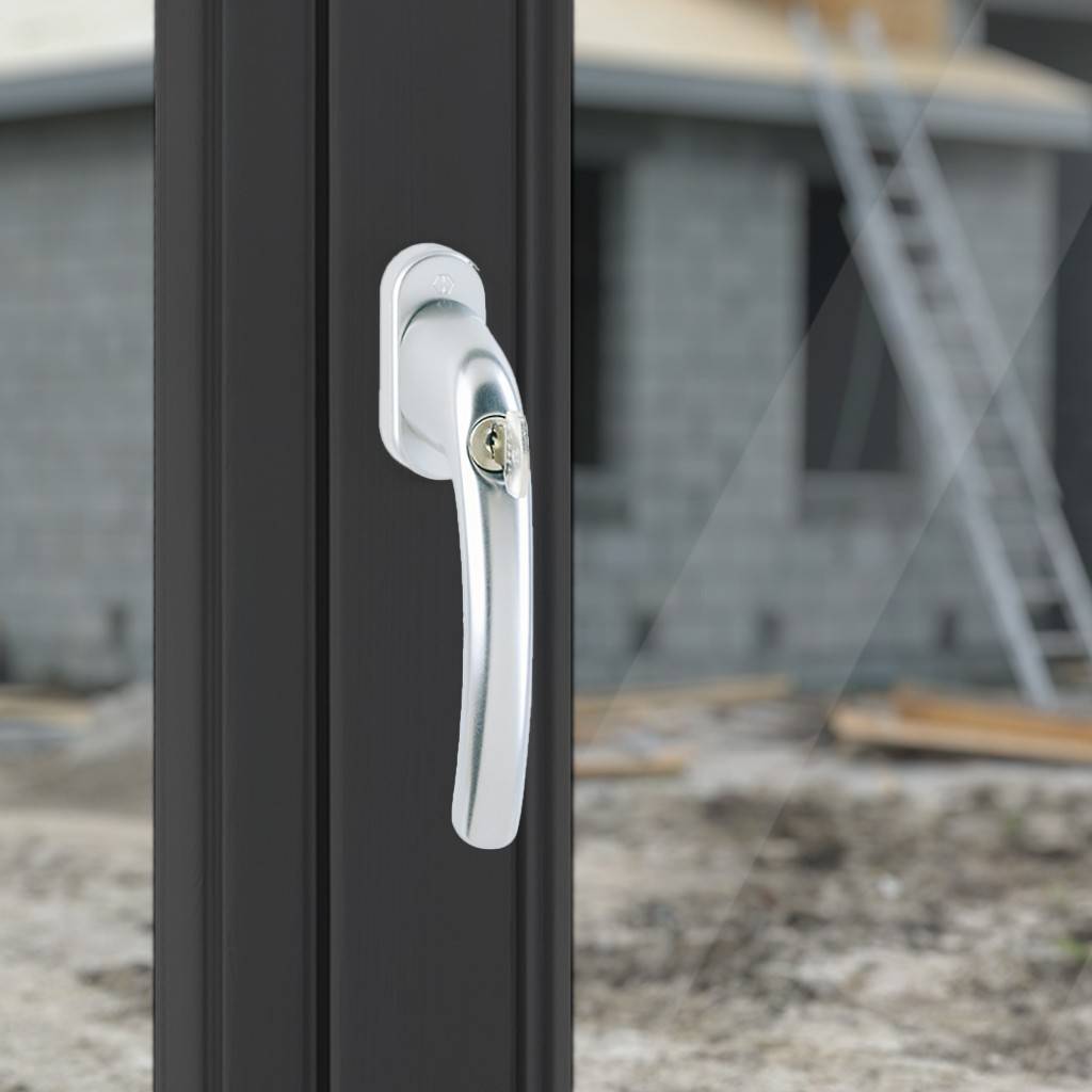 HOPPE-Aluminium-Kipp-/Dreh-Fenstergriff mit TBT1-Funktion, abschließbar Schließung Drehzylinder, Wendeschlüssel, in 90-Stellung abschließbar