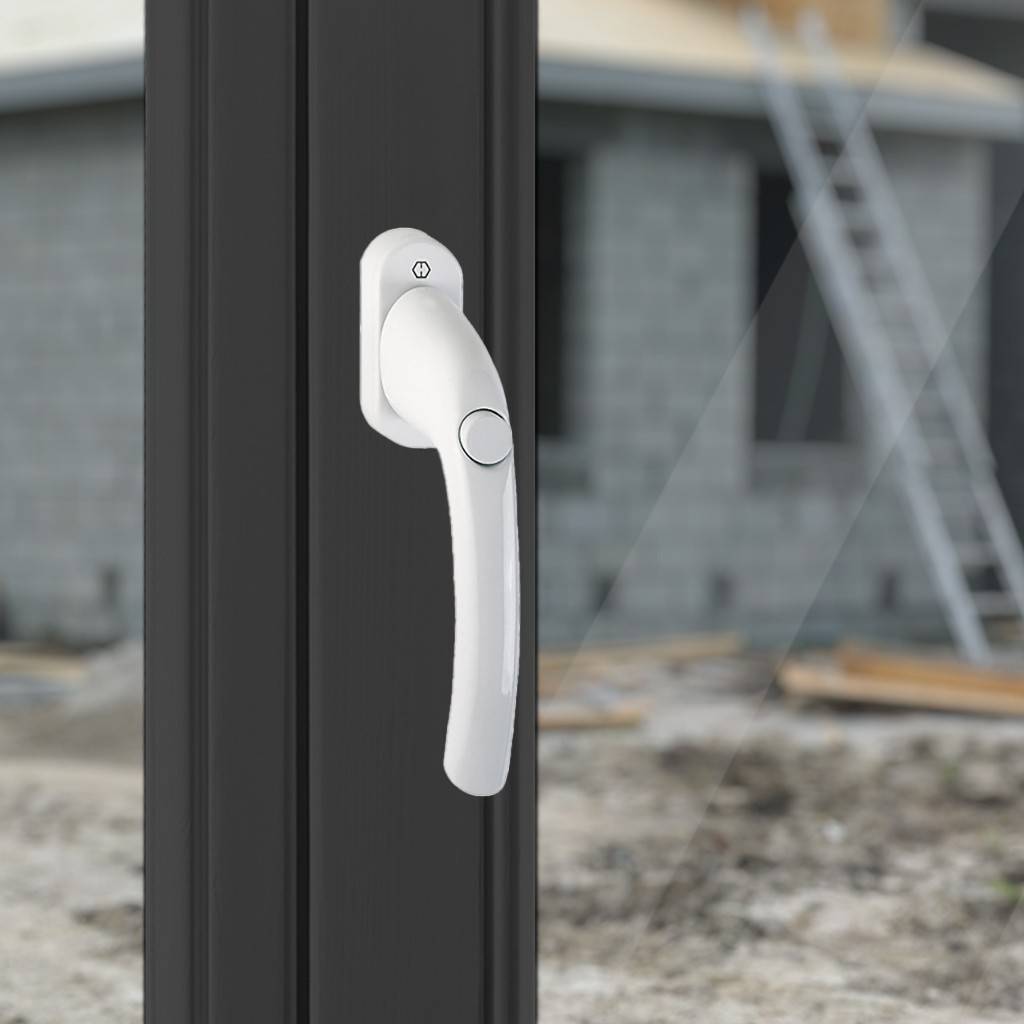 HOPPE-Aluminium-Dreh-/Kipp-Fenstergriff mit Druckknopf, selbstsperrend Rastung 90 Abdeckung Teil-Abdeckkappe Unterkonstruktion Kunststoff, St