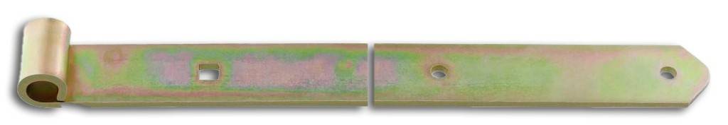 Ladenband � gerade - Abschluss abgerundet - Loch Ø 9/11 x 11 mm - Material Stahl roh - Oberfläche galvanisch gelb verzinkt