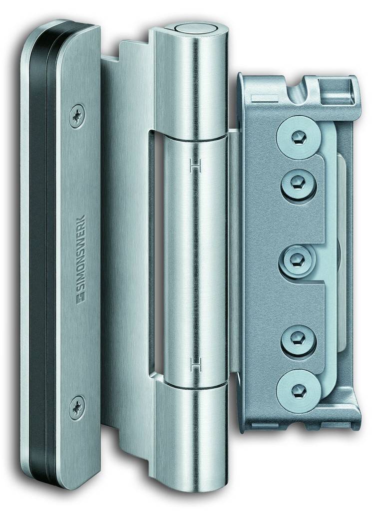SIMONSWERK Holzhaustürband BAKA Protect 4010 3D FDmit verdeckt liegendem Aufnahmeelement im Flügel und Rahmen für Türen mit Flügeldichtung CE-