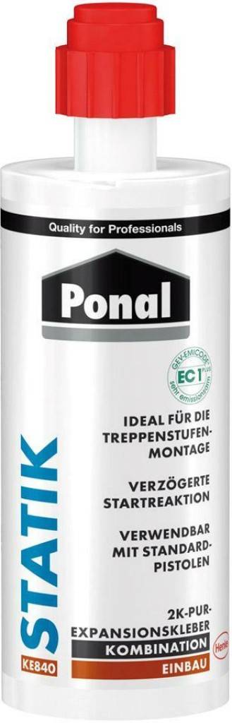 Ponal Statik 2K-Expansionskleber für Treppen- und Fensterbankmontage Für Standardpistole Korrigierbar, da lange offene Zeit Extrem hochf