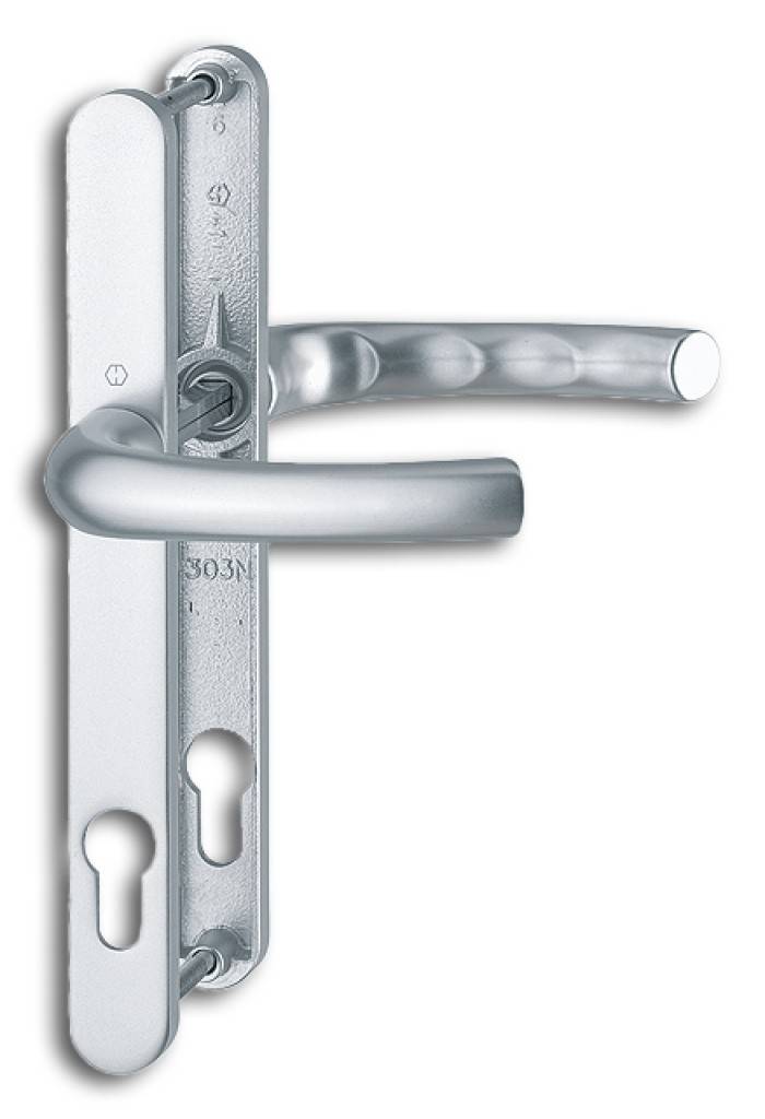 Rahmentür-Drückergarnitur Tokyo" 1710RH/303N PZ-gelocht Türgriff lose gelagert Profilvollstift-Verbindung Vierkant 8 mm Entfernung 9