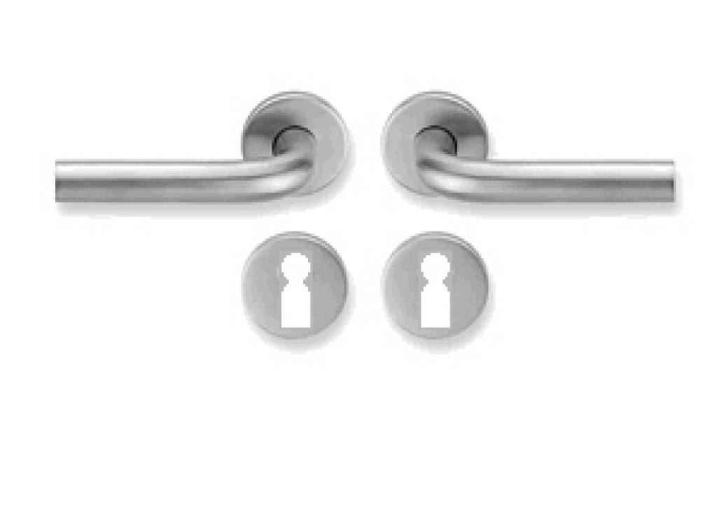 Standard-Objektbeschlag Crecendo Drückermodelle mit 8 mm Vierkant lieferbar, festdrehbar gelagert mit Hochhaltefeder Deckschilder mit Klipstech
