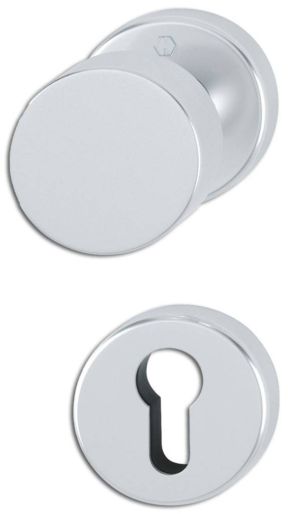 Rosetten-Wechselgarnitur, ohne Grifflochteil - Oberfläche F1-2 Alu natur matt- 8 mm Vierkant- Profilzylinder gelocht- Türstärke 40-45 mm- für Stec