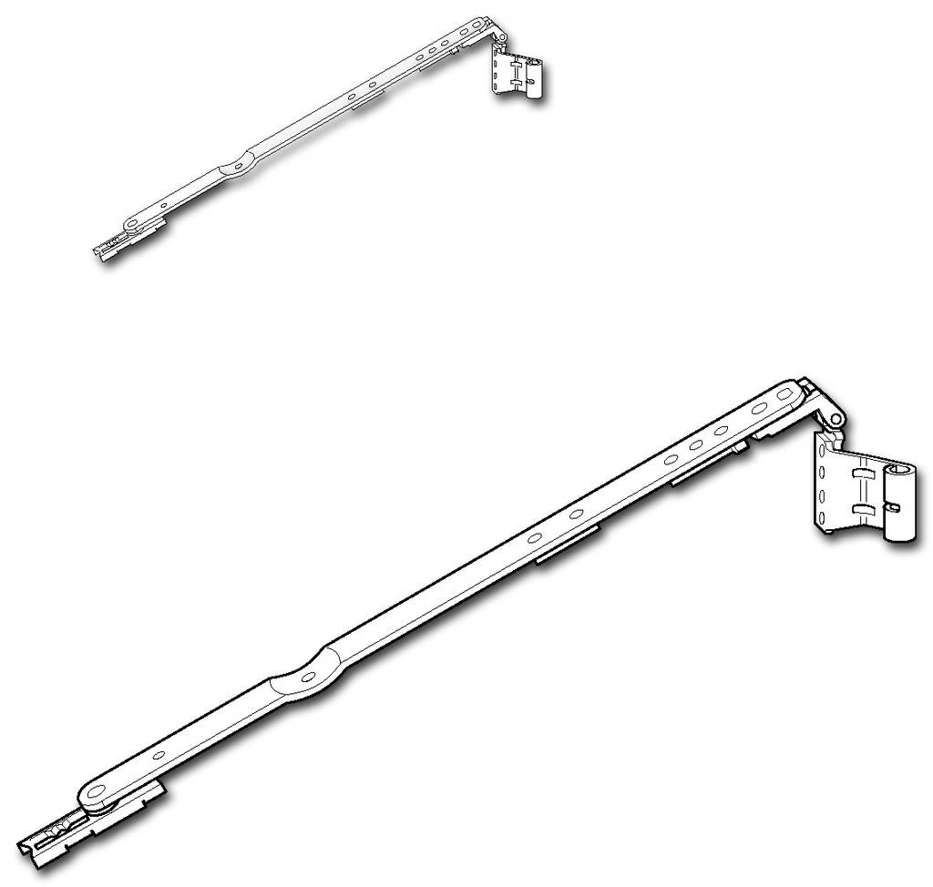 Roto NT Axerarm Holz für Schrägfenster E-5- Flügelgewicht max. 80kg- Richtung Rechts- Gr.150- Flügelfalzbreite 290-410mm- Falzluft 12mm- Überschl