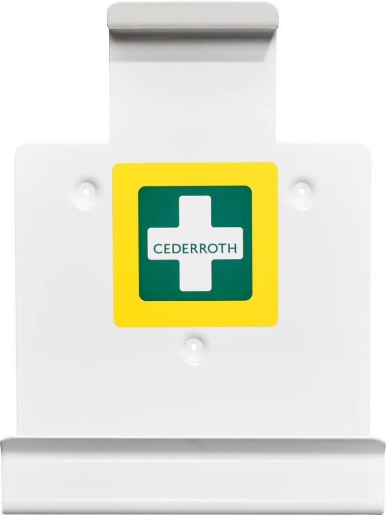 Wandhalter für Erste-Hilfe-KitEigenschaften Optimale Ergänzung zur ortsfesten Erste-Hilfe-Station von Cederroth Robuste, stabile Wandhalterung