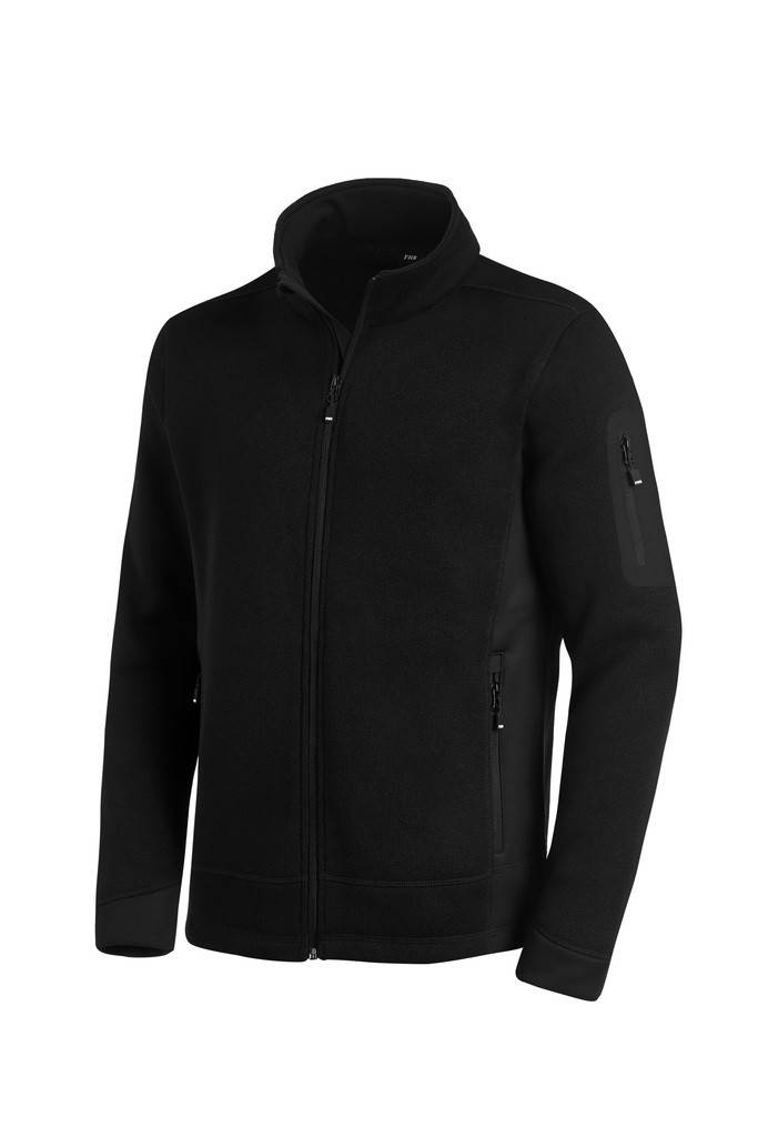 FHB CHRISTOPH Strick-Fleece-Jacke HerrenKörpernahe Passform, elastische, schwarze Seitenbereiche aus 100 Polyester.Eigenschaften 2 geräumige, vor