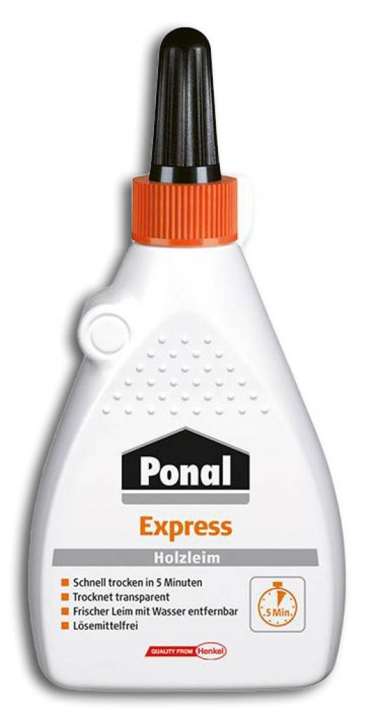 Ponal Express Ideal, wenn schnell weiterverarbeitet oder schnell belastet werden soll Endfestigkeit der Ponal-Leimfuge liegt allgemein höher al