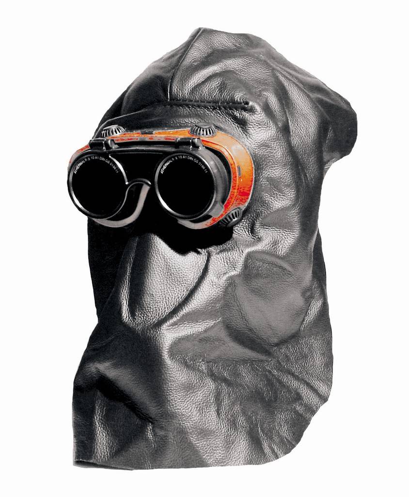 ProduktbeschreibungLedermaske aus weichem, schwarzem Leder mit Schutzbrille ohne Gläser.Die Schutzbrille ist mit aufklappbarem Glashalter und