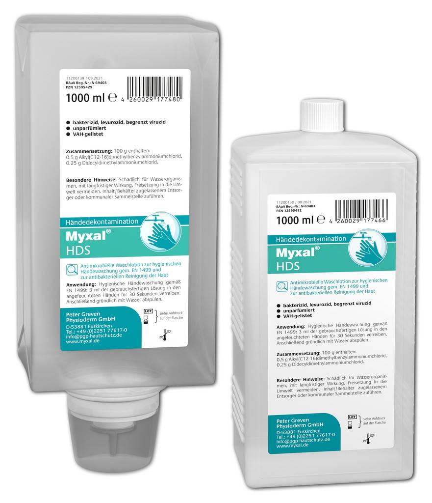 MYXAL HDSHändewaschung Lotion zur hygienischen HändewaschungZur hygienischen Händewaschung, beispielsweise in der Lebensmittelindustrie, Pflegeeinr
