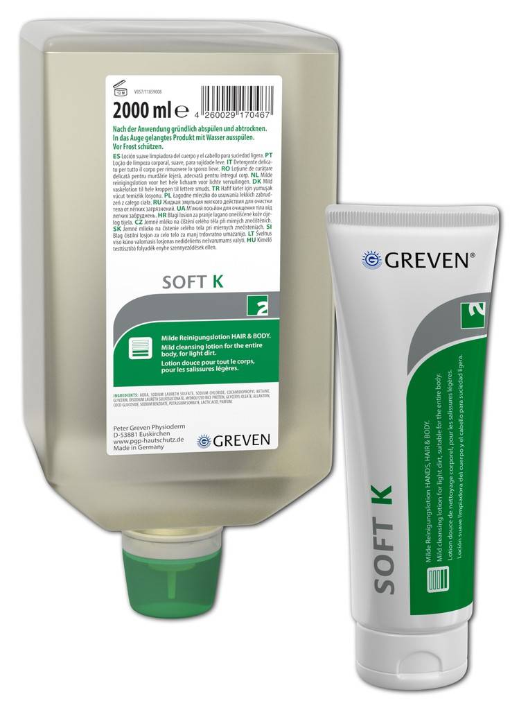 GREVEN SOFT KHautreinigung Milde Reinigungslotion HANDS, HAIR amp BODYMilde Reinigungslotion HANDS, HAIR ampamp BODY bei leichten bis mittleren