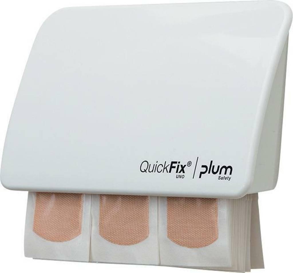 Pflasterspender Quick Fix UNO, weißEigenschaften Weißer Spender Hoher Hygienestandard durch vollständig und einzeln verpackte Pflasterstrips