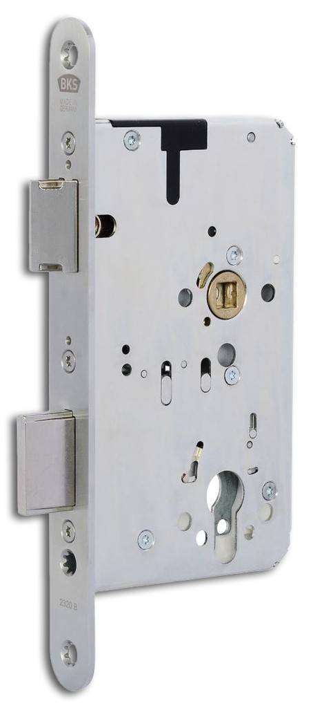 FH-Panik-Einsteckschloss B-2320 PZ-gelocht Entfernung 72 mm Drückernuss 9 mm Stulpausführung 235 x 3 mm, Flachstulp kantig Ohne Wechs