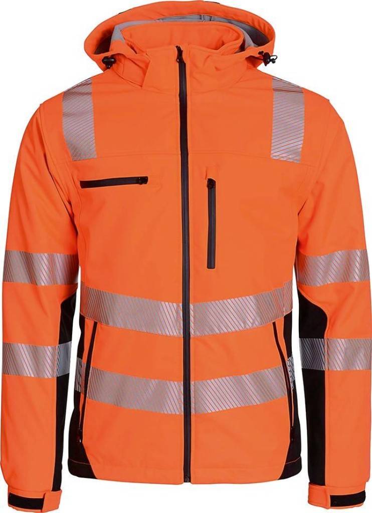 Softshelljacke Trendline PTW-SPEigenschaften Atmungsaktiv Wind- und wasserdichtes Material Segmentierter Reflexstreifen Zwei wasserdichte