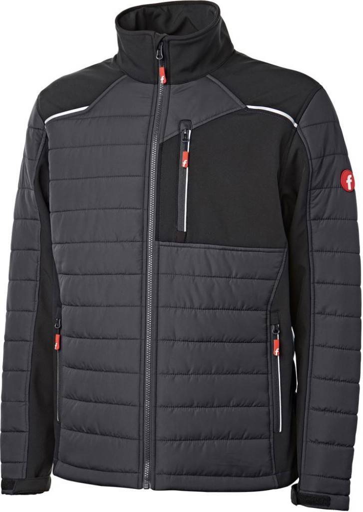 Hybrid-SteppjackeEigenschaften Materialmix aus Steppzonen und Softshell Wärmende Steppzonen am Rumpf vorne und hinten Dehnbares Softshell f