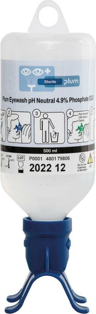 Augenspülung DUO 4801Eigenschaften Für den Einzeleinsatz und zum Auffüllen der Augenspülstation DUO Sterile Phosphatpufferlösung 4,9 für