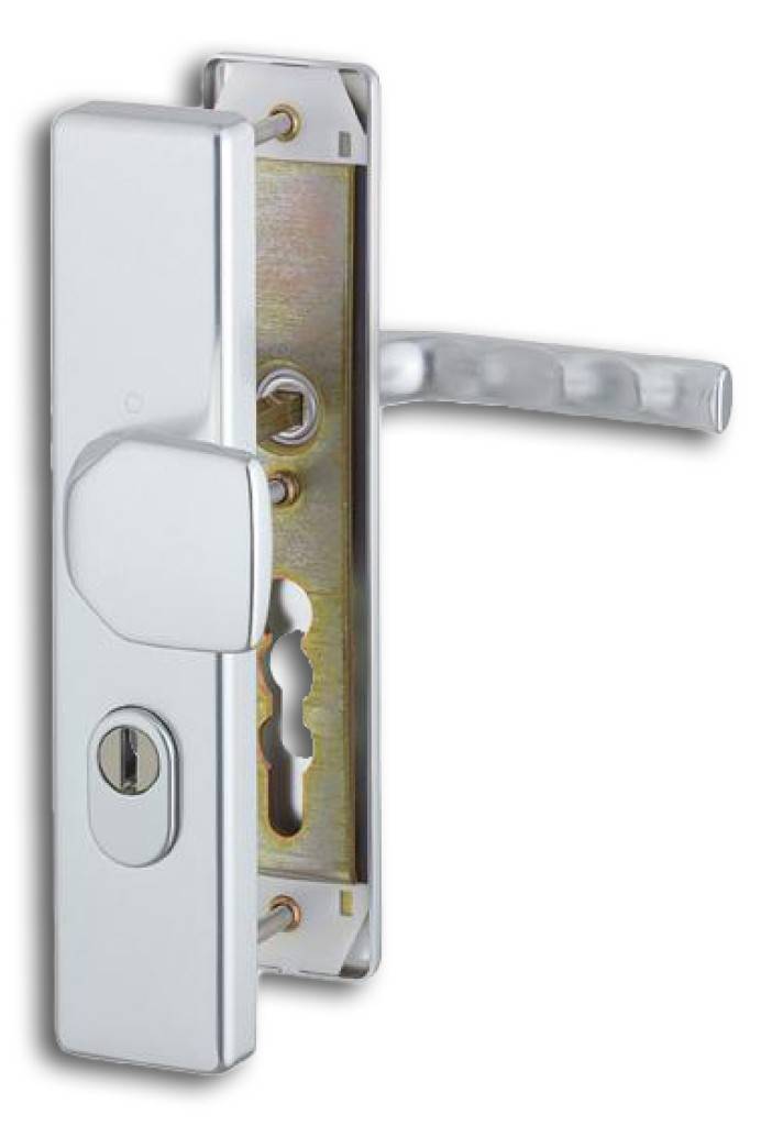 HOPPE-Aluminium-Schutz-Langschild-Wechsel-Garnitur mit Zylinder-Abdeckung für Außen-/Wohnungsabschluss-Türen geprüft nach DIN 18257 ES1 SK2