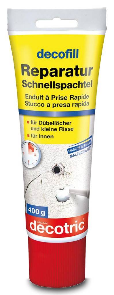 decofill Reparatur-Schnellspachtel Gebrauchsfertige Spachtelmasse zum Ausbessern von Dübellöchern, kleinen Rissen und ähnlichen Schadstellen im