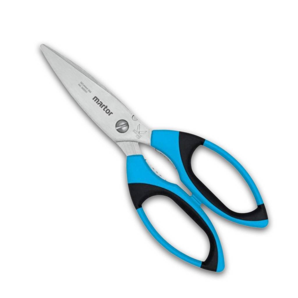 Sicherheitsschere SECUMAX 565Schneiden aus rostfreiem EdelstahlGriff mit großen Augen und integriertem Soft-GripGroße Sicherheitsschere mit speziell