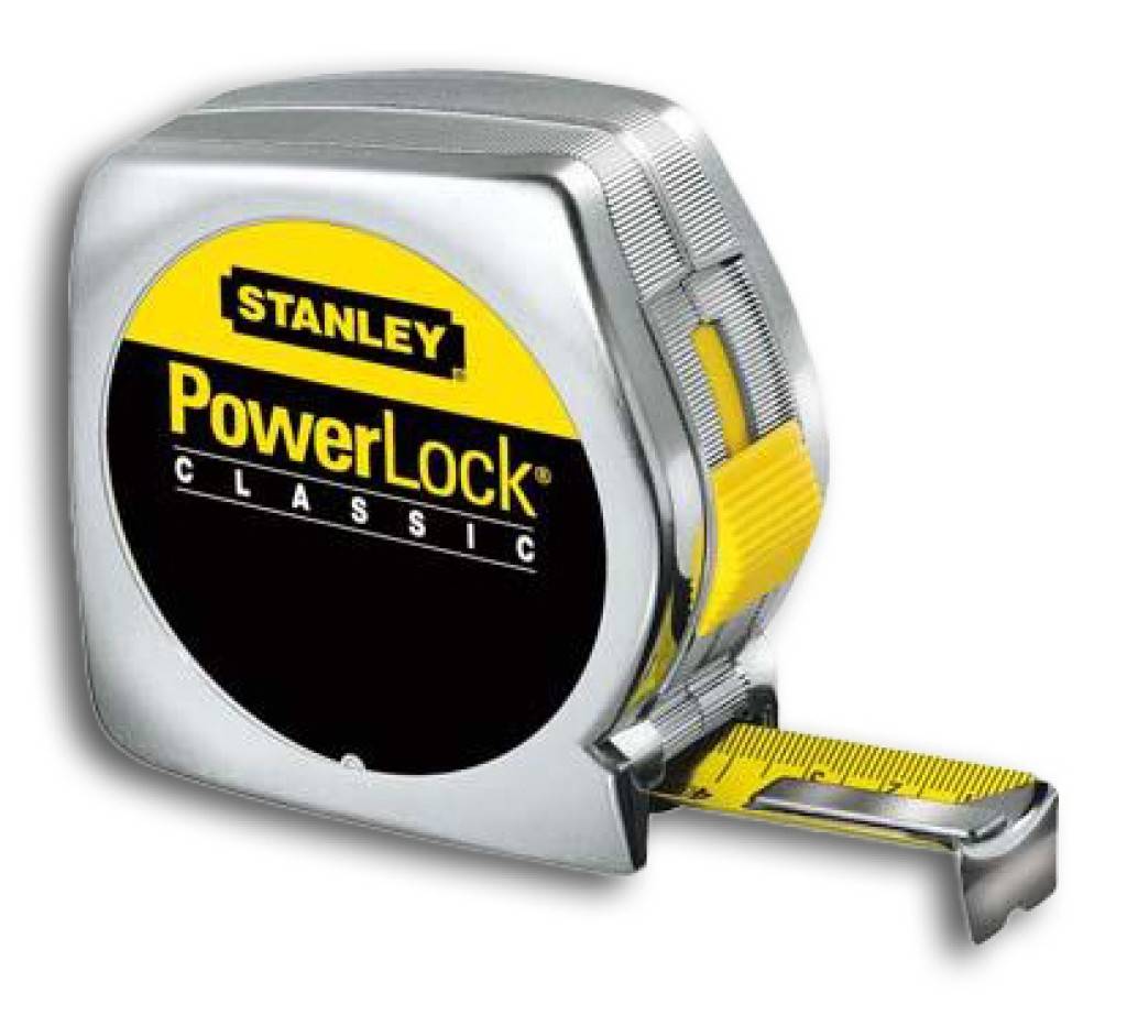 Taschenbandmaß POWERLOCK, KunststoffgehäuseVerchromtes, schlagfestes KunststoffgehäuseGürtelclipAutomatischer Bandrücklauf, mit Feststellvorricht