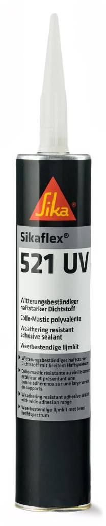 Sikaflex-521 UV 1-Komponenten-STP-Dichtstoff, der mit Luftfeuchtigkeit zu einem Elastomer aushärtet Breites Haftspektrum und ist geeignet für
