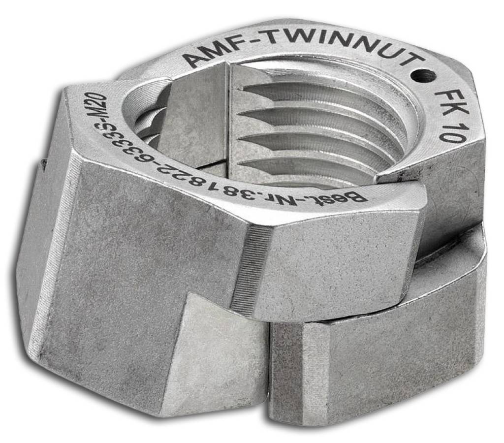 TWINNUT ohne BundAusführung Schnellspannmutter mit harter Trennsperre.Material Vergütungsstahl auf Festigkeitsklasse 10.Anwendung Schnellmontage. Ü
