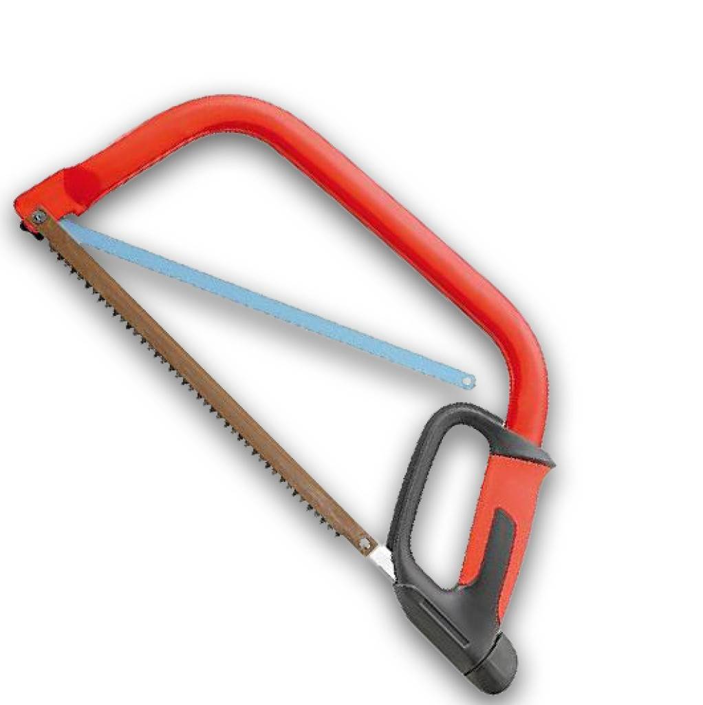 BügelsägeAusführung Bügel aus pulverbeschichtetem Stahlrohr mit ergonomischem 2-Komponenten-Griff und einfachem Blattwechsel- und Spannsystem. Lie