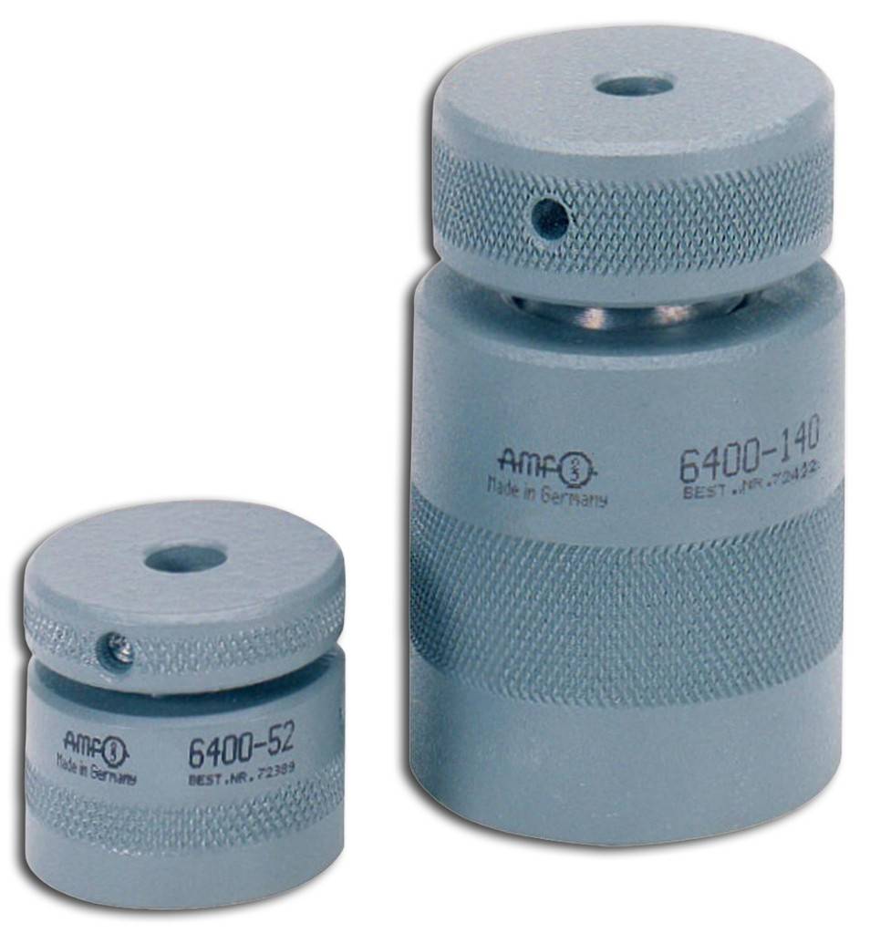 Schraubbock mit flacher AuflageAusführung Aus Vergütungsstahl. Spindel mit selbsthemmendem Trapezgewinde. Zentrierloch Ø 12 mm zur Aufnahme diverse