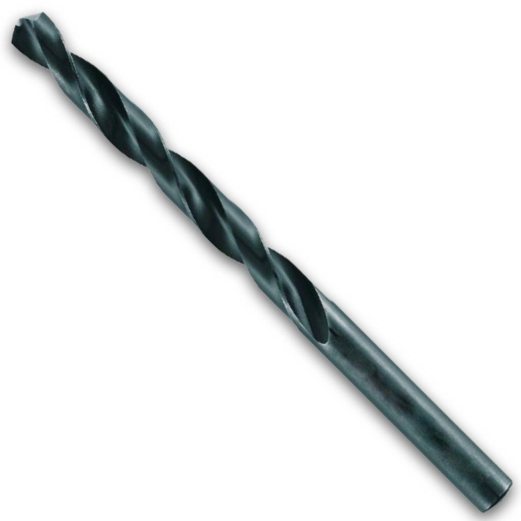 Eine Nahaufnahme eines Metallspiralsalbohrers auf weißem Hintergrund.