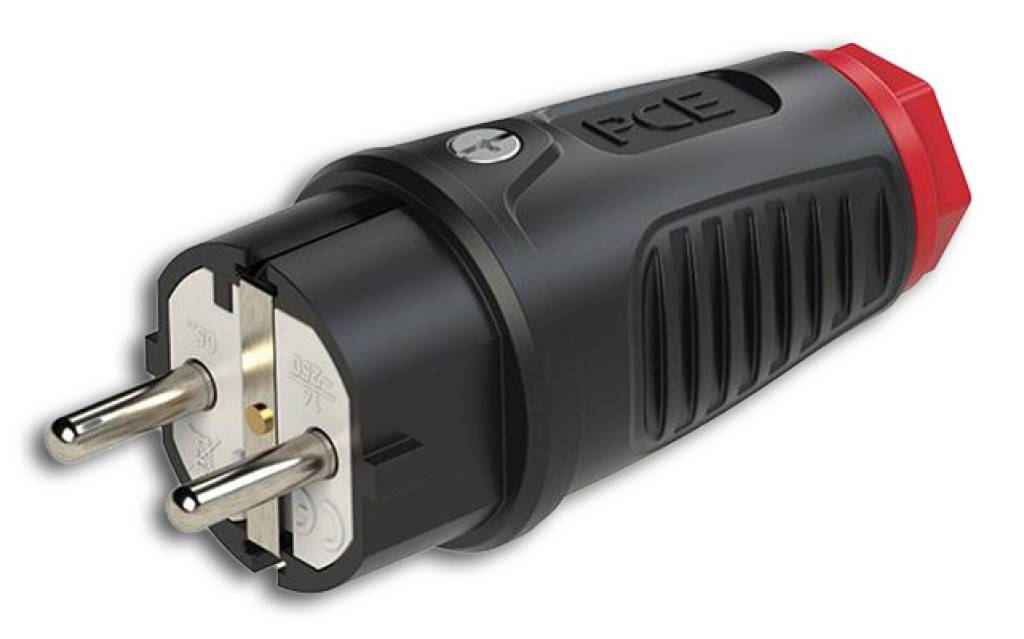 Schutzkontakt-Stecker, Gummi / Vollgummi 3-polig mit Schutzkontakt Passend für Leitungen von 613 mm Einfache Anschlusstechnik Optimierter