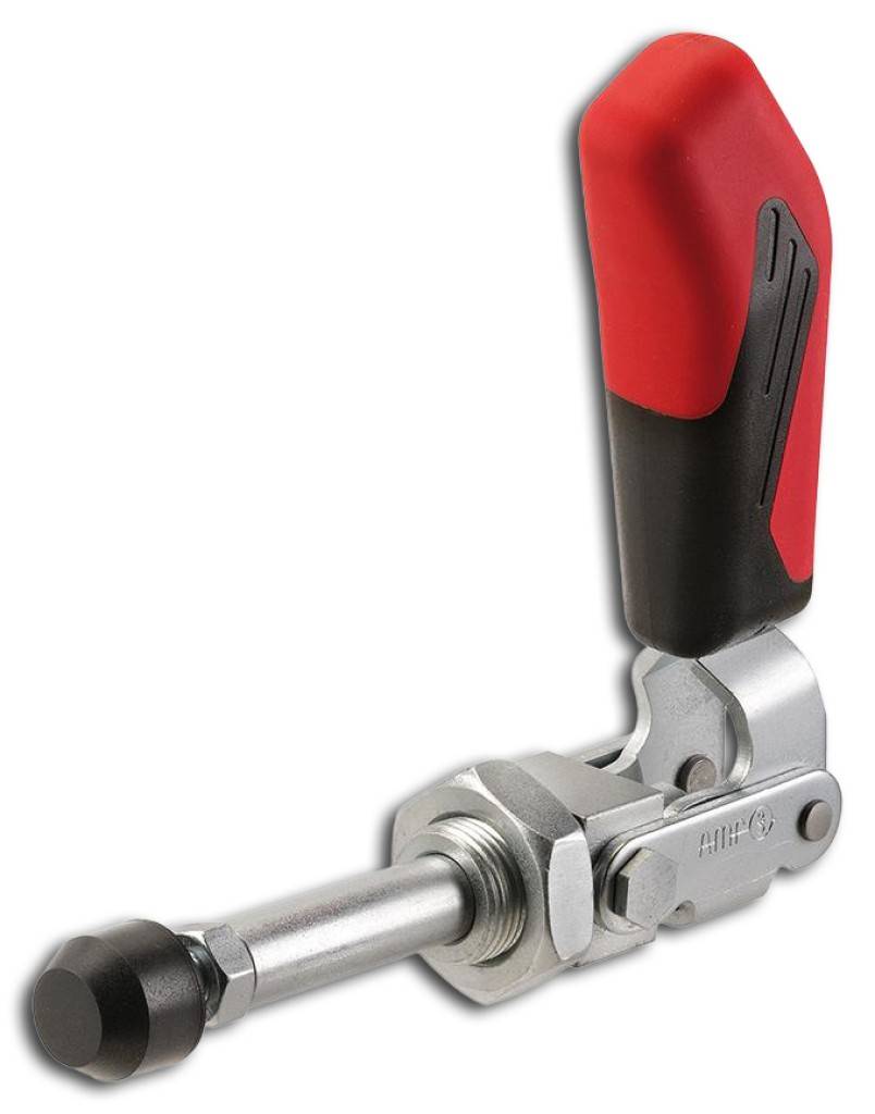 Schubstangenspanner, kurze BauformAusführung Druck- und Zugspanner, kurze Bauform Lange Schubstangenführung mit Befestigungsgewinde und Mutter