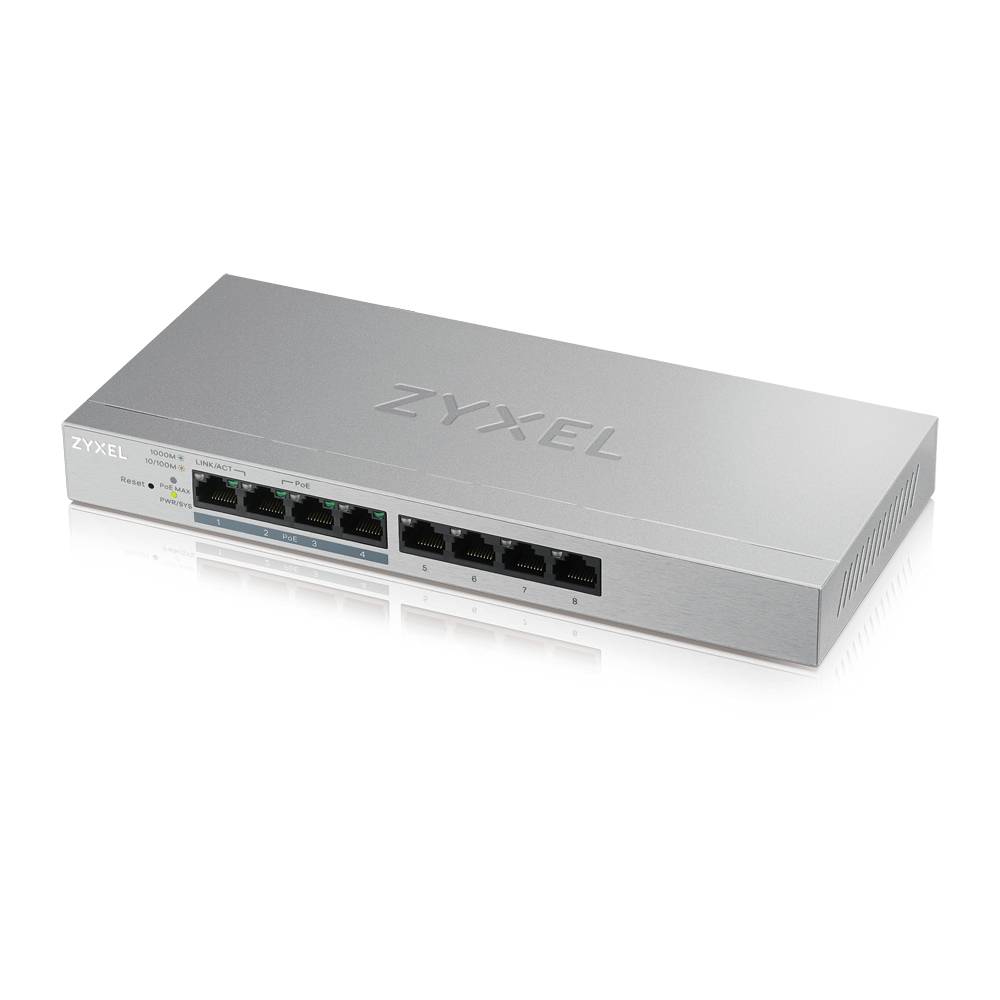 Zyxel GS1200-8HPV2-EU0101F Zyxel Switch 8x GE GS1200-8HP V2 Metall xPoE+ Managed