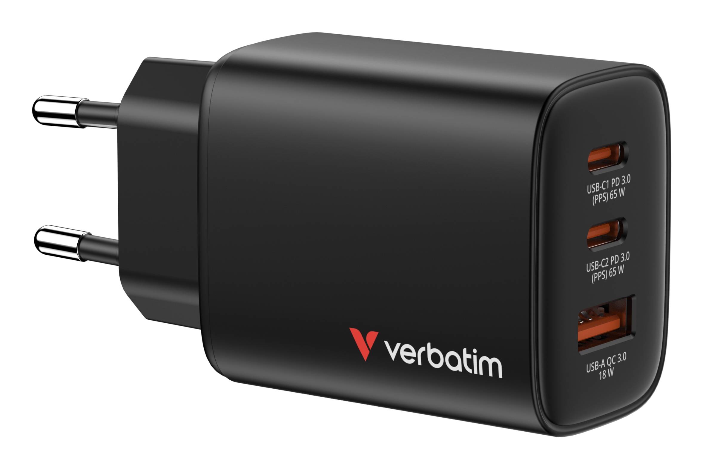 Verbatim 32352 Verbatim GaN III Essentials Charger 3 Port 65W USB-A/C black