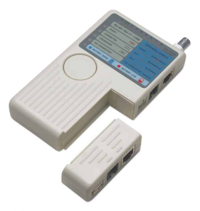 Intellinet 351911 INTELLINET Kabeltester 4-in-1 RJ45/RJ11/USB/BNC beige retail